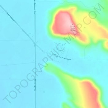 Mapa topográfico Crane, altitud, relieve