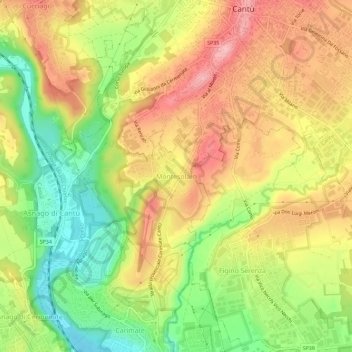 Mapa topográfico Montesolaro, altitud, relieve