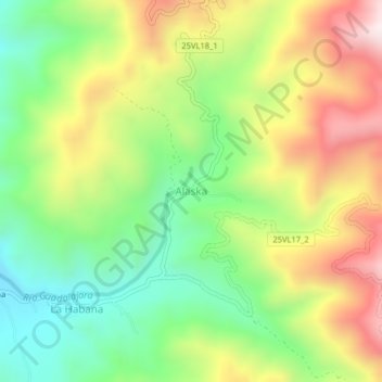 Mapa topográfico Alaska, altitud, relieve