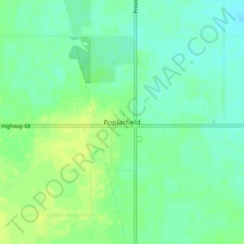 Mapa topográfico Poplarfield, altitud, relieve