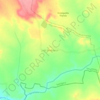 Mapa topográfico Jadi Malkapur, altitud, relieve