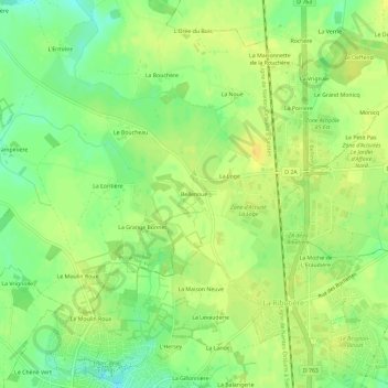 Mapa topográfico Bellenoue, altitud, relieve