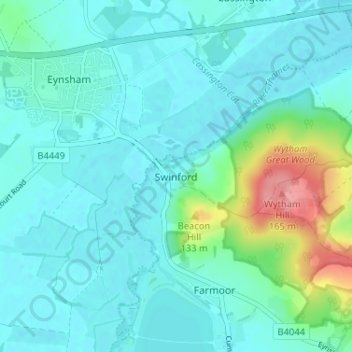 Mapa topográfico Swinford, altitud, relieve