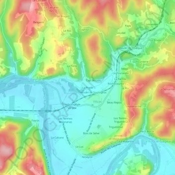 Mapa topográfico La Prade, altitud, relieve