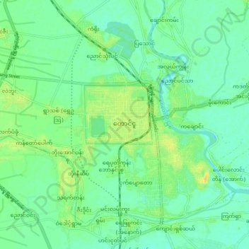 Mapa topográfico Taungoo, altitud, relieve
