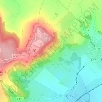 Mapa topográfico Sur la Roche, altitud, relieve