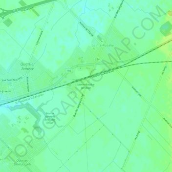Mapa topográfico Sainte-Rosalie-Jonction, altitud, relieve