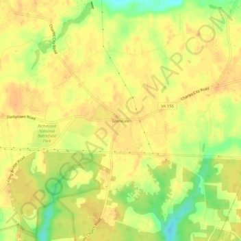 Mapa topográfico Glendale, altitud, relieve