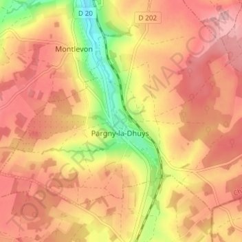 Mapa topográfico Proche les Venets, altitud, relieve