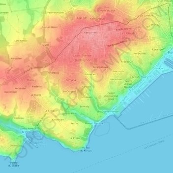 Mapa topográfico Kernein, altitud, relieve