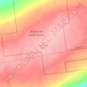 Mapa topográfico Burnt Hill, altitud, relieve