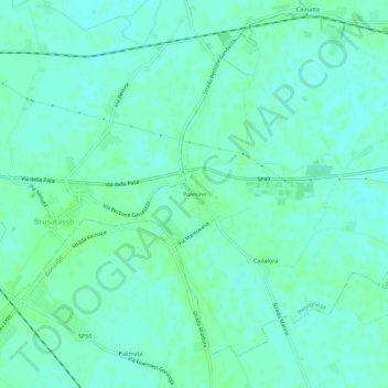 Mapa topográfico Polesine, altitud, relieve