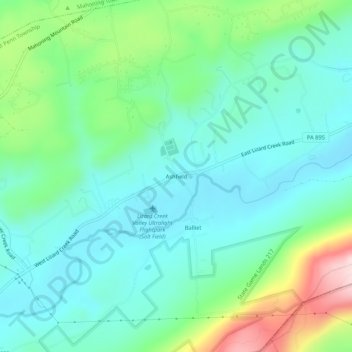 Mapa topográfico Ashfield, altitud, relieve