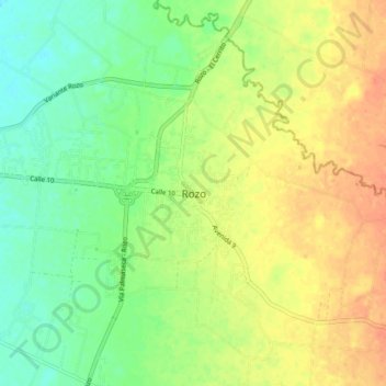 Mapa topográfico Rozo, altitud, relieve