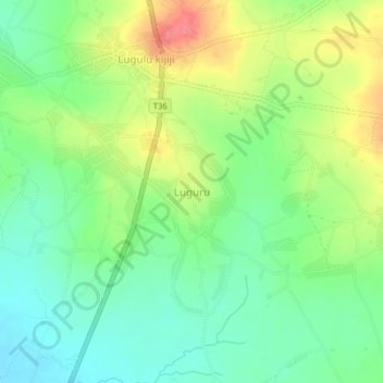 Mapa topográfico Luguru, altitud, relieve