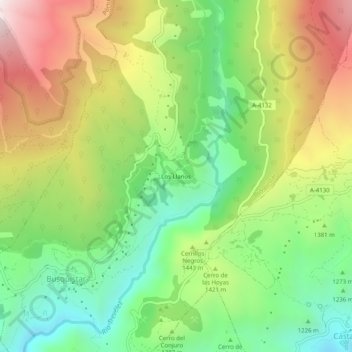 Mapa topográfico Los Llanos, altitud, relieve