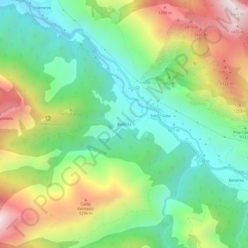 Mapa topográfico Belerda, altitud, relieve