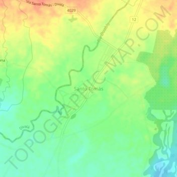 Mapa topográfico Santo Tomás, altitud, relieve