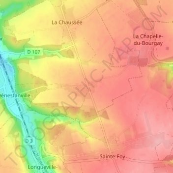 Mapa topográfico Le Bois Hulin, altitud, relieve