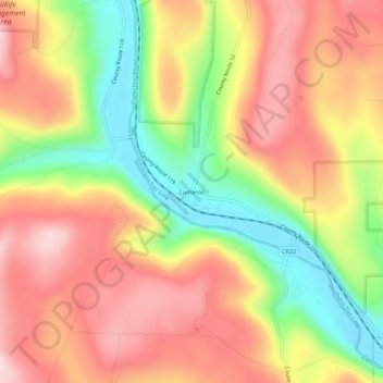 Mapa topográfico Cameron, altitud, relieve
