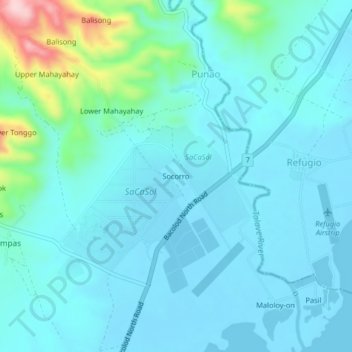 Mapa topográfico Socorro, altitud, relieve