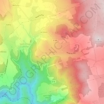Mapa topográfico Le Chier, altitud, relieve