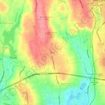 Mapa topográfico Ponus, altitud, relieve