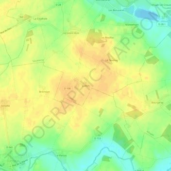 Mapa topográfico Ludon, altitud, relieve