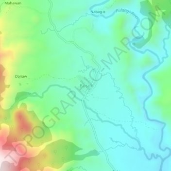 Mapa topográfico Busdi, altitud, relieve