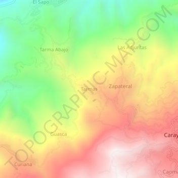 Mapa topográfico Tarmas, altitud, relieve