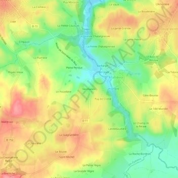 Mapa topográfico Normande, altitud, relieve