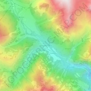 Mapa topográfico Villaggio Primavera, altitud, relieve