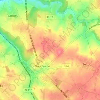 Mapa topográfico Galleville, altitud, relieve
