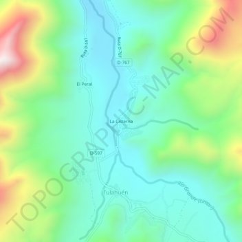 Mapa topográfico La Cisterna, altitud, relieve