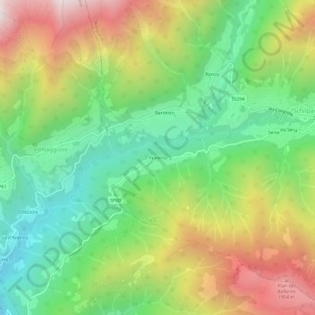 Mapa topográfico Pradella, altitud, relieve