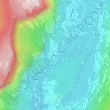 Mapa topográfico Isoletta, altitud, relieve