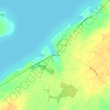 Mapa topográfico Millen Bay, altitud, relieve