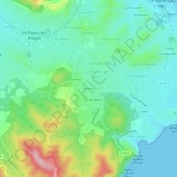 Mapa topográfico Manette, altitud, relieve