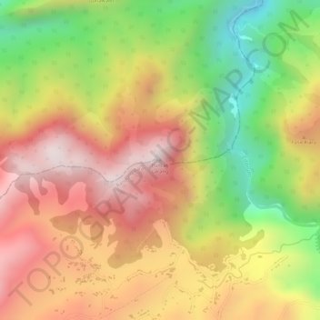 Mapa topográfico Puncak Larang, altitud, relieve