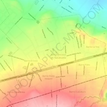 Mapa topográfico Natabuela, altitud, relieve