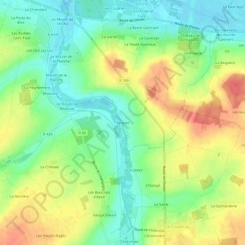 Mapa topográfico Reigner, altitud, relieve