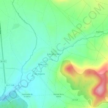 Mapa topográfico Cubo de la Sierra, altitud, relieve