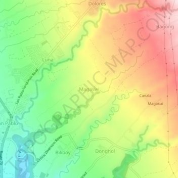 Mapa topográfico Magaswi, altitud, relieve