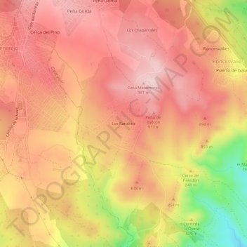 Mapa topográfico Los Ranchos, altitud, relieve