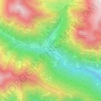 Mapa topográfico Fiorenset, altitud, relieve
