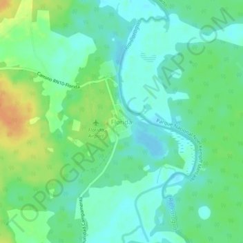 Mapa topográfico Florida, altitud, relieve