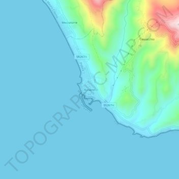 Mapa topográfico Acciaroli, altitud, relieve