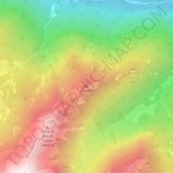 Mapa topográfico Stavel, altitud, relieve