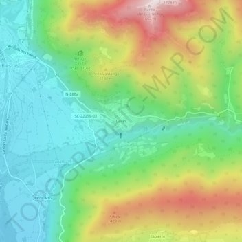 Mapa topográfico Gavín, altitud, relieve