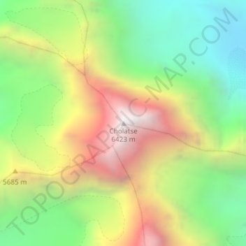 Mapa topográfico Cholatse, altitud, relieve